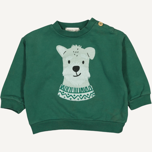 Sweat-shirt vert avec chien brodé – Bean's Barcelona