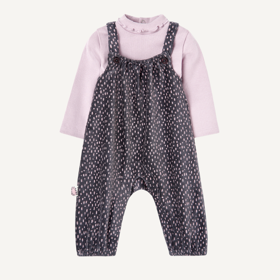 Ensemble lilas : salopette et t-shirt Boboli