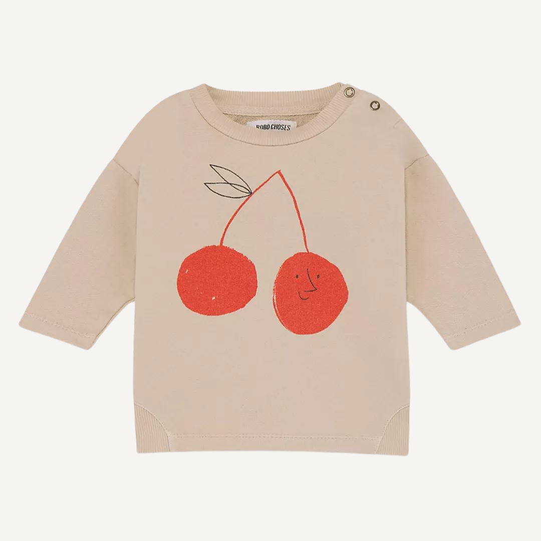 T-shirt beige avec des cerises souriantes – Bobo Choses