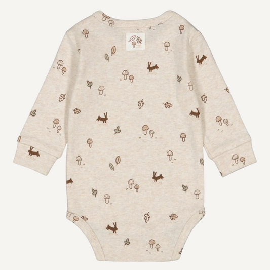 Body beige à imprimé lapin et champignon – Feetje