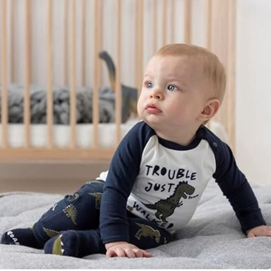 Bebé con camiseta Feetje de manga larga con dinosaurio en algodón orgánico

