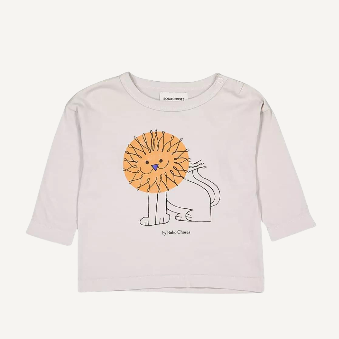 Camiseta blanca con león sonriente – Bobo Choses