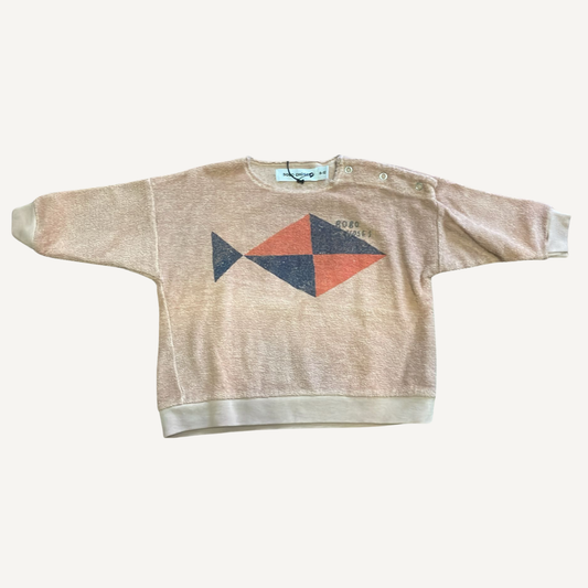 Sweat beige à motifs géométriques de poissons – Bobo Choses