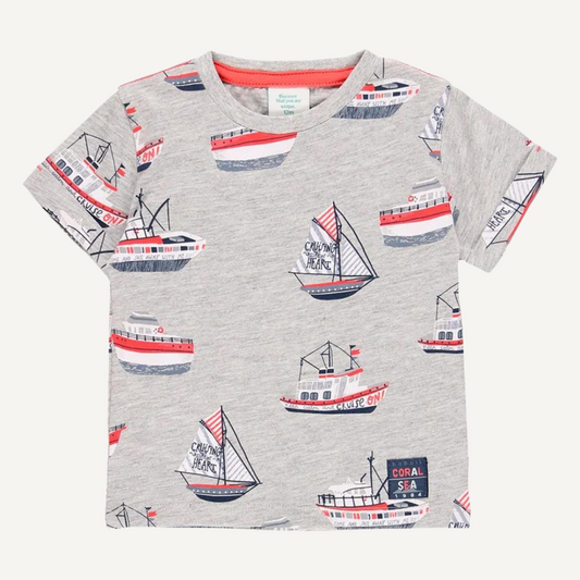 Camiseta gris estampado barcos Boboli