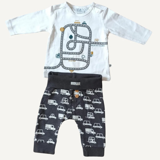 Conjunto de Camiseta y Pantalón "Carritos" - Feetje