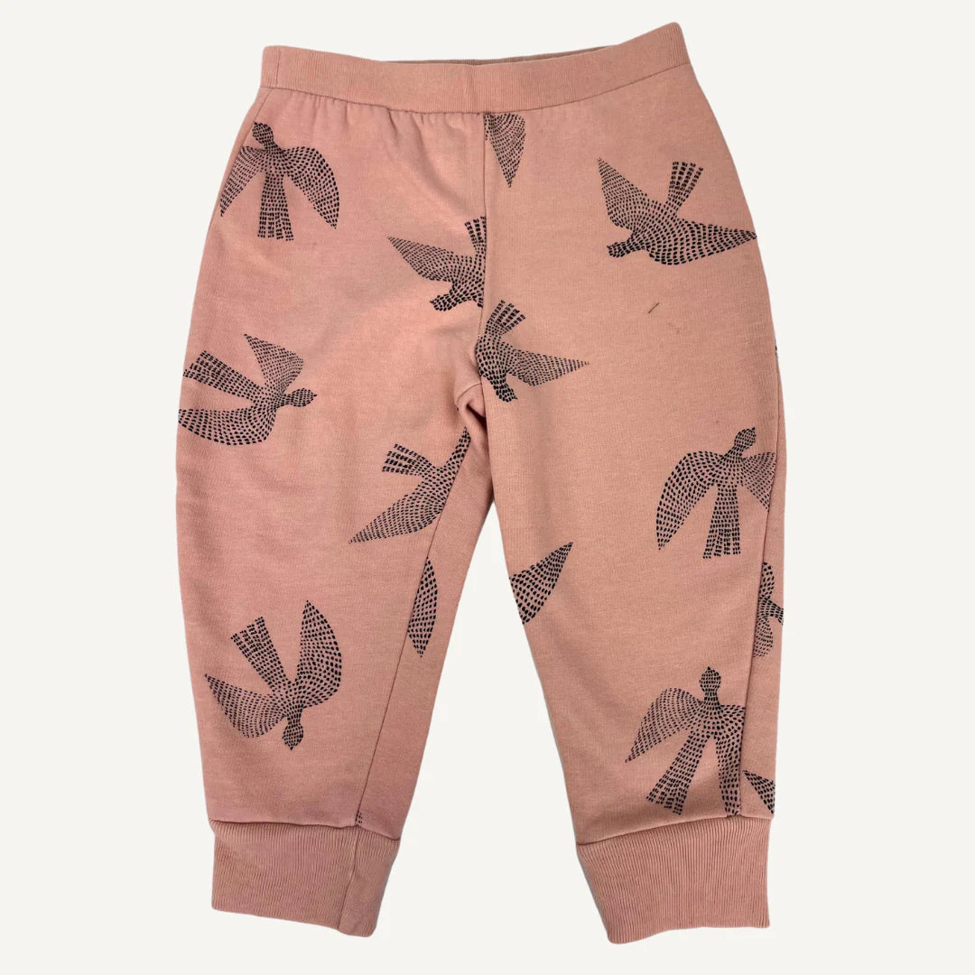 Pantalon en coton rose à imprimé oiseaux - Bobo Choses