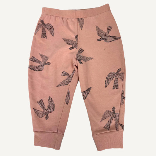 Pantalon en coton rose à imprimé oiseaux - Bobo Choses