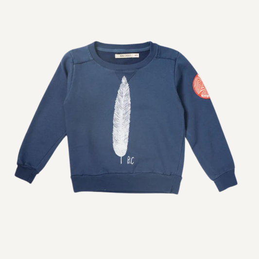 Sweat-shirt bleu à plumes blanches – Bobo Choses