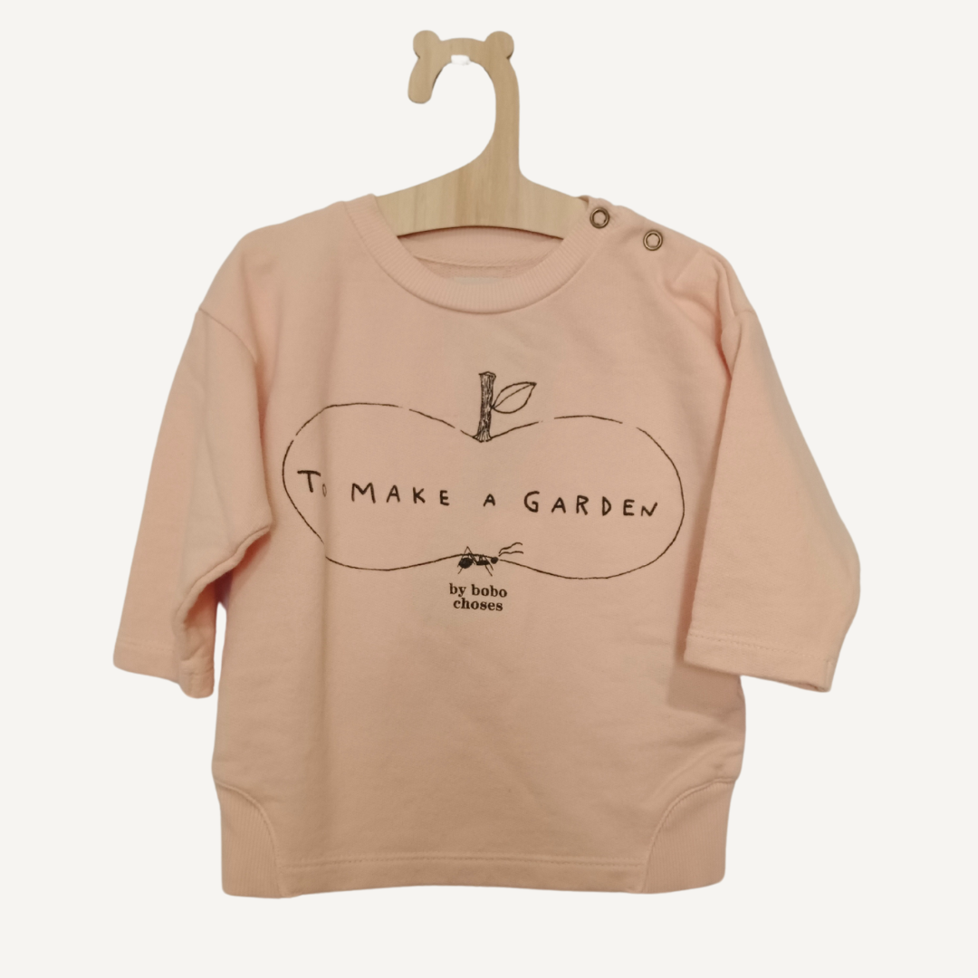 T-shirt rose avec message « Faire un jardin » – Bobo Choses