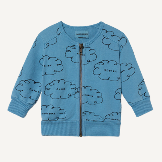 Sweat-shirt zippé bleu « Cloud Words » – Bobo Choses