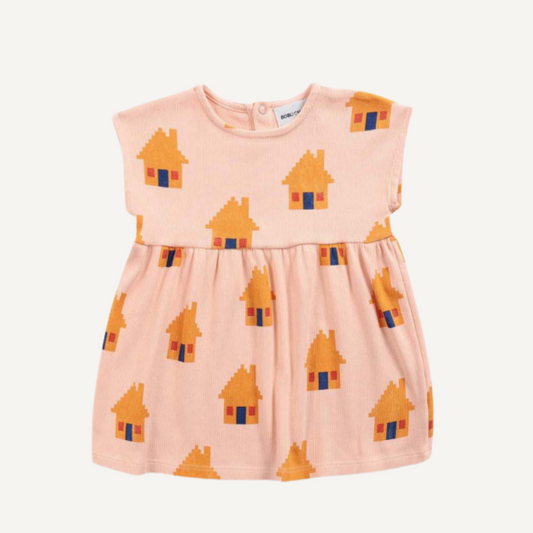 Vestido rosa estampado Casas - Bobo Choses