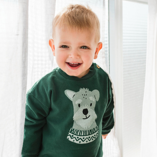 Sudadera Verde con Perro Bordado – Bean’s Barcelona