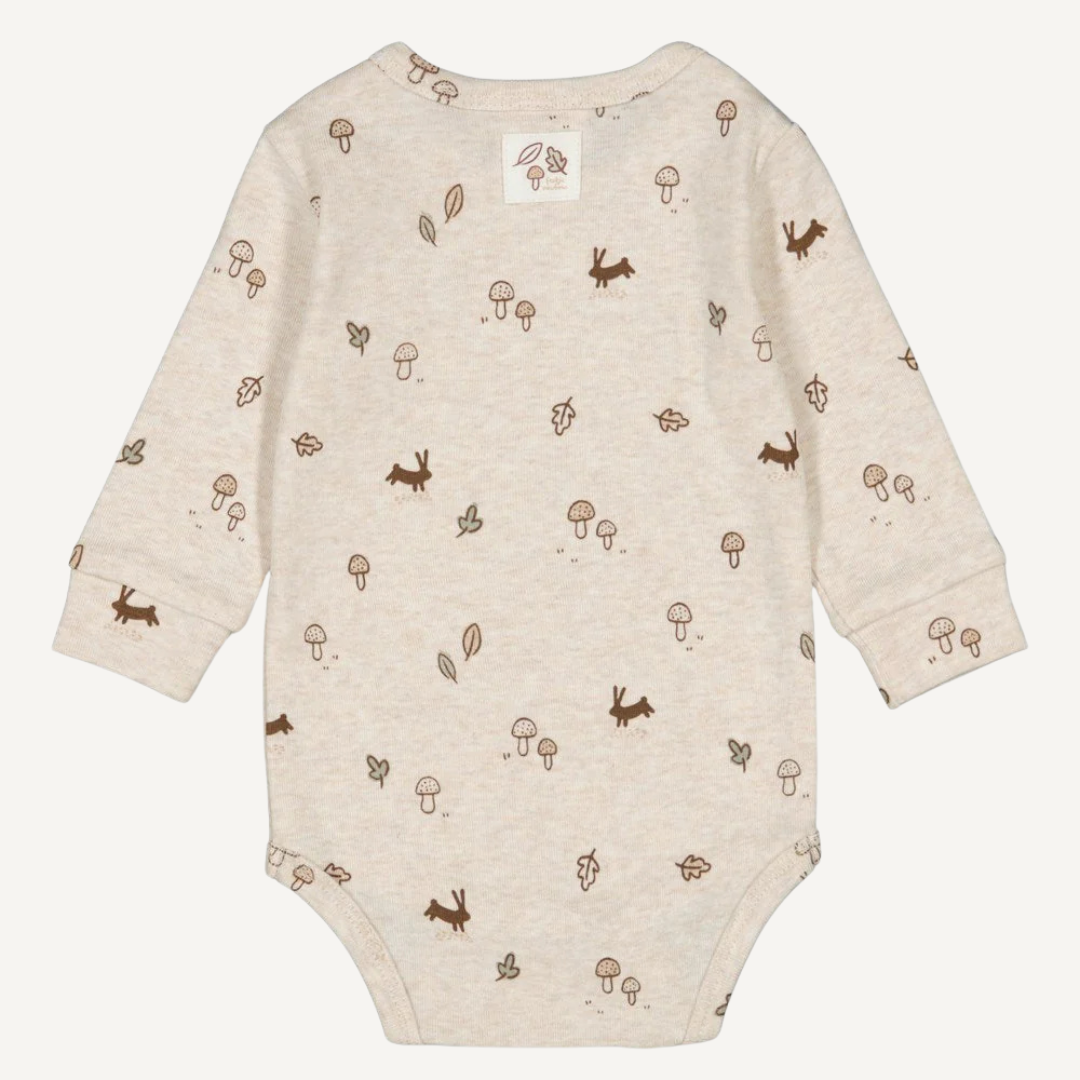 Body beige con estampado de conejitos y setas – Feetje