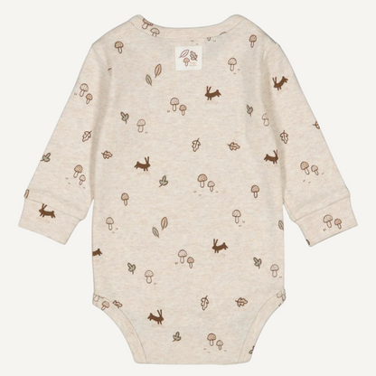 Body beige con estampado de conejitos y setas – Feetje
